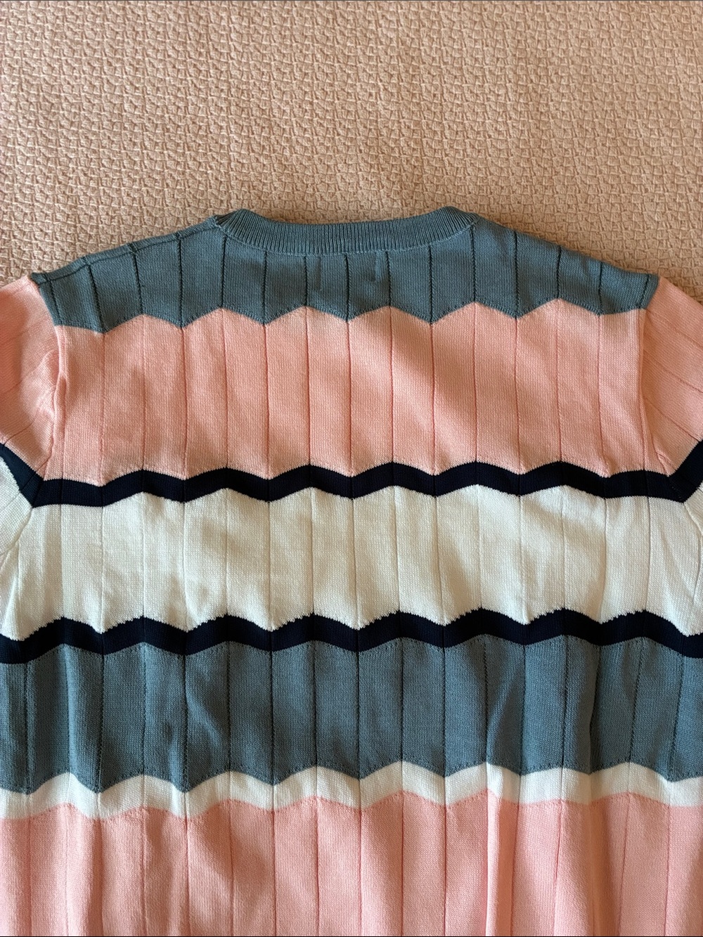 YAL Striped Crewneck Sweater in Pink, Blue & White - Picture 9 of 12